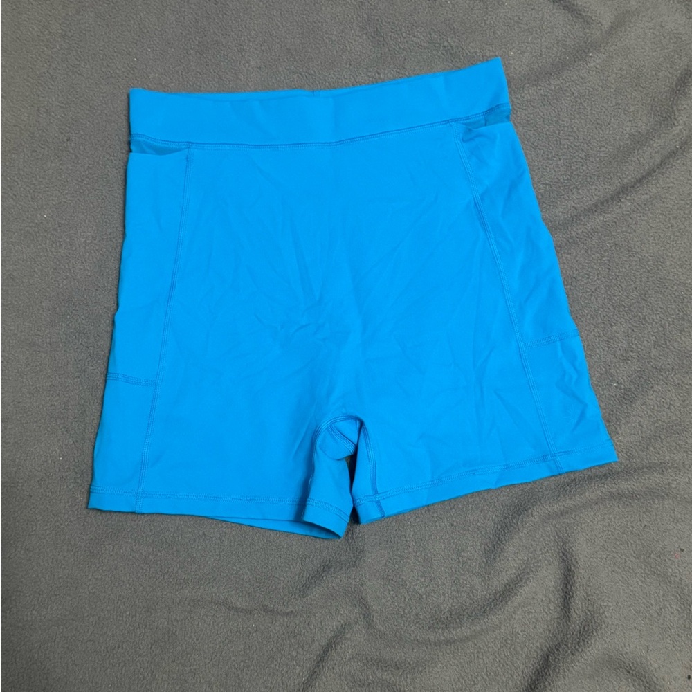 Vibrant Blue Athletic Shorts offline by aerie 4” inseam Hi-Rise LG